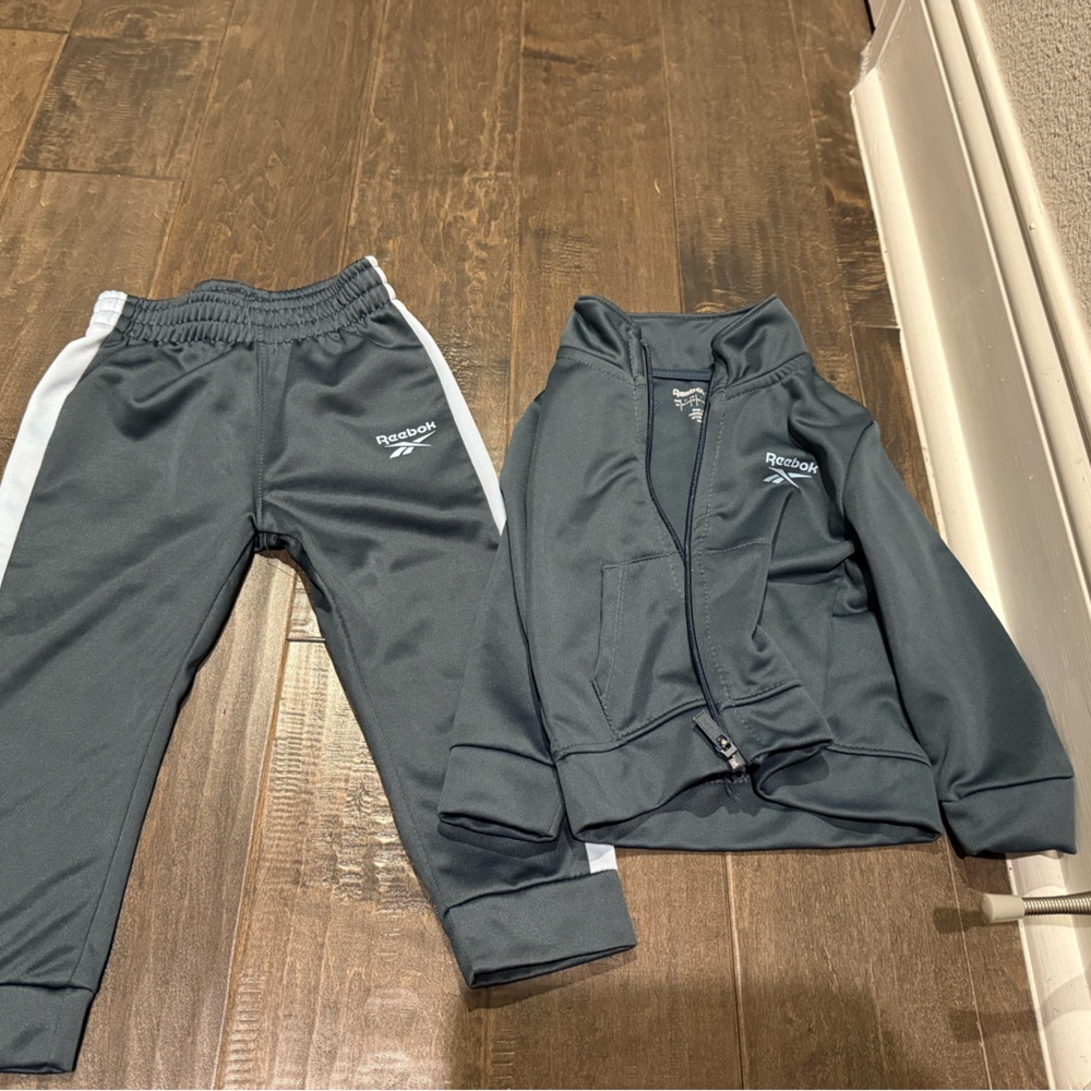Reebok Kids Gray and White Sweatpants & Jacket Set